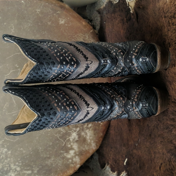 CORRAL A3355 "Antonia" gray/black embroidered leather snip toe cowgirl boots sz6 - Picture 7 of 16